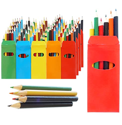 25 Packungen Buntstifte für Kinder Partituki. Jeweils mit 6 Mini-Farbstiftstiften. Insgesamt 150 Stifte. Partytaschen, Schulen, Klassenzimmer von PARTITUKI