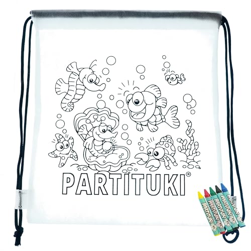 PARTITUKI Mitgebsel Kindergeburtstag Junge 25 Taschen Zu Malen, 25 Sets mit 7 Farbige Crayons. Kleine Geschenke für Kinderparty. Pinata Füllung. Ungiftig Zertifiziert von PARTITUKI