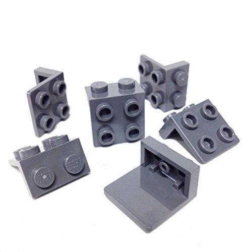 Lego Parts: Bracket 1 x 2 - 2 x 2 (PACK of 6 - DBGray) by Parts/Elements - Brackets von Parts/Elements - Brackets
