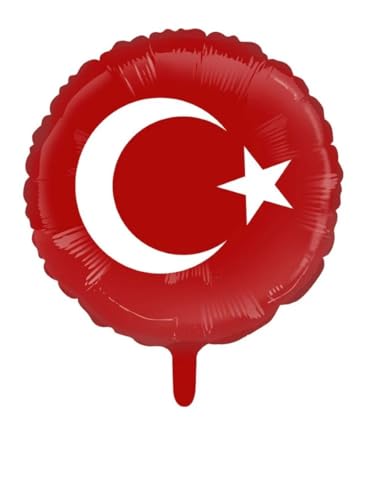 Party Austria Folienballon Flaggen Länder rund 45cm Deutschland, Österreich, Türkei, USA, United Kingdom, Italien, Spanien Luftballon heliumgeeignet (Türkei) von Party Austria