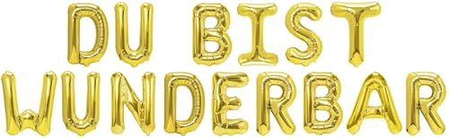 Party Austria Folienballon Schriftzug 35cm Höhe Buchstabenballon Hochzeit/Verlobung/Heiratsantrag Luftballon (Du bist wunderbar) von Party Austria