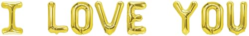Party Austria Folienballon Schriftzug 35cm Höhe Buchstabenballon Hochzeit/Verlobung/Heiratsantrag Luftballon (I Love You) von Party Austria