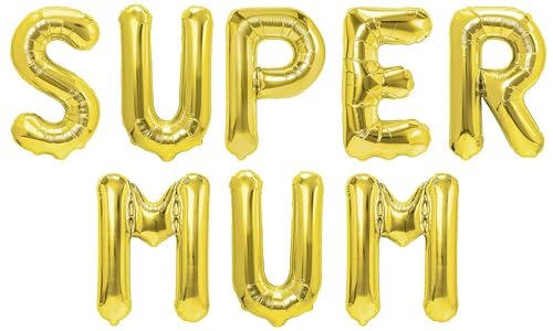 Party Austria Folienballon Schriftzug 35cm Höhe Buchstabenballon Mama/Papa/Oma/Opa Luftballon (Supermum) von Party Austria