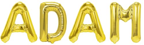 Party Austria Folienballon Schriftzug mit Wunschnamen 35cm Höhe Buchstabenballon Namensballon Jungennamen männliche Namen Männernamen Luftballon (Adam) von Party Austria