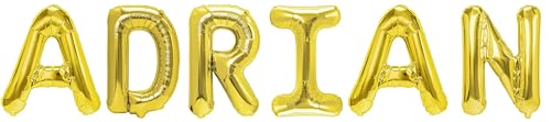 Party Austria Folienballon Schriftzug mit Wunschnamen 35cm Höhe Buchstabenballon Namensballon Jungennamen männliche Namen Männernamen Luftballon (Adrian) von Party Austria