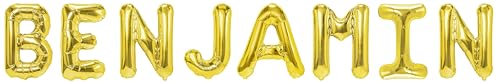 Party Austria Folienballon Schriftzug mit Wunschnamen 35cm Höhe Buchstabenballon Namensballon Jungennamen männliche Namen Männernamen Luftballon (Benjamin) von Party Austria