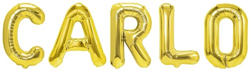 Party Austria Folienballon Schriftzug mit Wunschnamen 35cm Höhe Buchstabenballon Namensballon Jungennamen männliche Namen Männernamen Luftballon (Carlo) von Party Austria