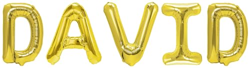 Party Austria Folienballon Schriftzug mit Wunschnamen 35cm Höhe Buchstabenballon Namensballon Jungennamen männliche Namen Männernamen Luftballon (David) von Party Austria