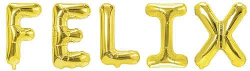 Party Austria Folienballon Schriftzug mit Wunschnamen 35cm Höhe Buchstabenballon Namensballon Jungennamen männliche Namen Männernamen Luftballon (Felix) von Party Austria