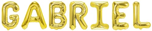 Party Austria Folienballon Schriftzug mit Wunschnamen 35cm Höhe Buchstabenballon Namensballon Jungennamen männliche Namen Männernamen Luftballon (Gabriel) von Party Austria