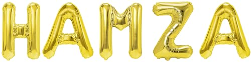 Party Austria Folienballon Schriftzug mit Wunschnamen 35cm Höhe Buchstabenballon Namensballon Jungennamen männliche Namen Männernamen Luftballon (Hamza) von Party Austria