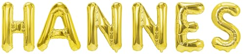Party Austria Folienballon Schriftzug mit Wunschnamen 35cm Höhe Buchstabenballon Namensballon Jungennamen männliche Namen Männernamen Luftballon (Hannes) von Party Austria