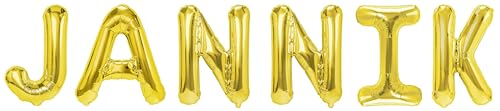 Party Austria Folienballon Schriftzug mit Wunschnamen 35cm Höhe Buchstabenballon Namensballon Jungennamen männliche Namen Männernamen Luftballon (Jannik) von Party Austria