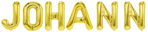 Party Austria Folienballon Schriftzug mit Wunschnamen 35cm Höhe Buchstabenballon Namensballon Jungennamen männliche Namen Männernamen Luftballon (Johann) von Party Austria