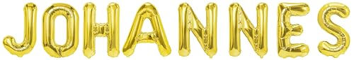 Party Austria Folienballon Schriftzug mit Wunschnamen 35cm Höhe Buchstabenballon Namensballon Jungennamen männliche Namen Männernamen Luftballon (Johannes) von Party Austria