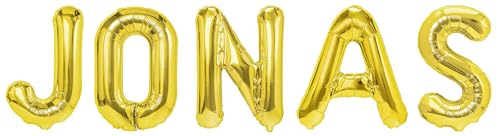Party Austria Folienballon Schriftzug mit Wunschnamen 35cm Höhe Buchstabenballon Namensballon Jungennamen männliche Namen Männernamen Luftballon (Jonas) von Party Austria