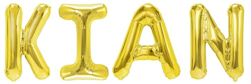 Party Austria Folienballon Schriftzug mit Wunschnamen 35cm Höhe Buchstabenballon Namensballon Jungennamen männliche Namen Männernamen Luftballon (Kian) von Party Austria
