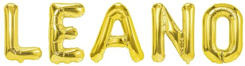 Party Austria Folienballon Schriftzug mit Wunschnamen 35cm Höhe Buchstabenballon Namensballon Jungennamen männliche Namen Männernamen Luftballon (Leano) von Party Austria