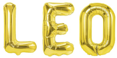 Party Austria Folienballon Schriftzug mit Wunschnamen 35cm Höhe Buchstabenballon Namensballon Jungennamen männliche Namen Männernamen Luftballon (Leo) von Party Austria