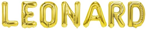 Party Austria Folienballon Schriftzug mit Wunschnamen 35cm Höhe Buchstabenballon Namensballon Jungennamen männliche Namen Männernamen Luftballon (Leonard) von Party Austria