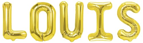 Party Austria Folienballon Schriftzug mit Wunschnamen 35cm Höhe Buchstabenballon Namensballon Jungennamen männliche Namen Männernamen Luftballon (Louis) von Party Austria