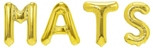 Party Austria Folienballon Schriftzug mit Wunschnamen 35cm Höhe Buchstabenballon Namensballon Jungennamen männliche Namen Männernamen Luftballon (Mats) von Party Austria