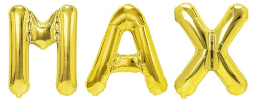 Party Austria Folienballon Schriftzug mit Wunschnamen 35cm Höhe Buchstabenballon Namensballon Jungennamen männliche Namen Männernamen Luftballon (Max) von Party Austria