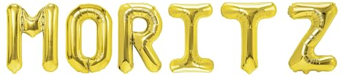Party Austria Folienballon Schriftzug mit Wunschnamen 35cm Höhe Buchstabenballon Namensballon Jungennamen männliche Namen Männernamen Luftballon (Moritz) von Party Austria