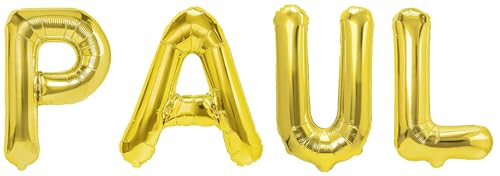 Party Austria Folienballon Schriftzug mit Wunschnamen 35cm Höhe Buchstabenballon Namensballon Jungennamen männliche Namen Männernamen Luftballon (Paul) von Party Austria