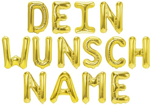 Party Austria Folienballon Schriftzug mit Wunschnamen 35cm Höhe Buchstabenballon Namensballon Jungennamen männliche Namen Männernamen Luftballon (Wunschname) von Party Austria