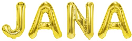 Party Austria Folienballon Schriftzug mit Wunschnamen 35cm Höhe Buchstabenballon Namensballon Mädchennamen weibliche Namen Frauennamen Luftballon (Jana) von Party Austria