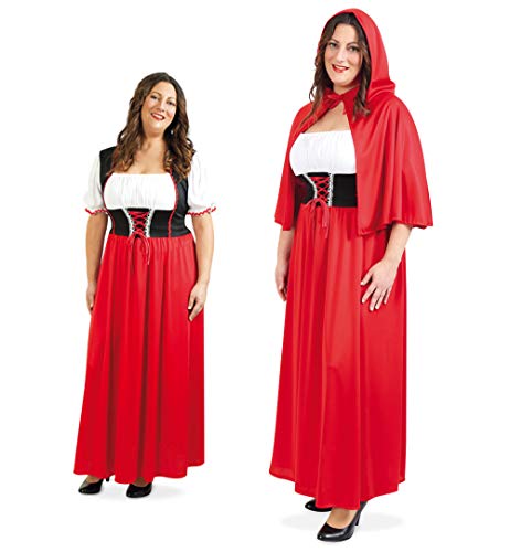 Party-Chic 13973 Damen Kostüm-Rotkäppchen-Kleid mit Kapuzencape-Gr. 50 von Party-Chic