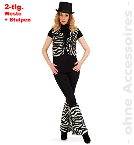 Party-Chic 14631 Damen Kostüm-Zebra-Weste + Beinstulpen-Gr. M von Party-Chic