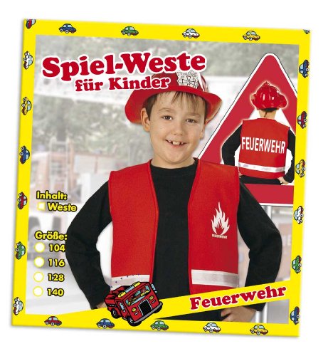 Party-Chic 15536 Kinder Kostüm-Feuerwehr-Weste-Gr. 128 von FRIES