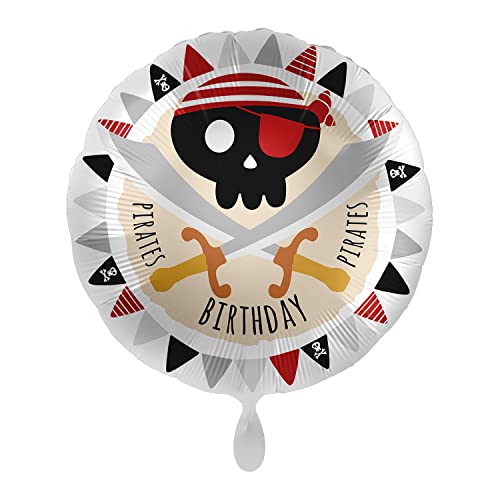 Party Factory Folienballon Pirat - Pirates Birthday - Ø 43cm, Heliumballon, Luftballon für Geburtstag, Party, Kindergeburtstag von Party Factory