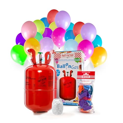 Helium Ballongas für 30 Ballons inkl. Ballons| Heliumflasche 200L Gasfüllung Folienballons Luftballons | Party Hochzeit Helium Ballongas für 30 Ballons inkl. Ballons| Heliumflasche 200L Gasfüllung Folienballons Luftballons | Party Hochzeit von Party Factory