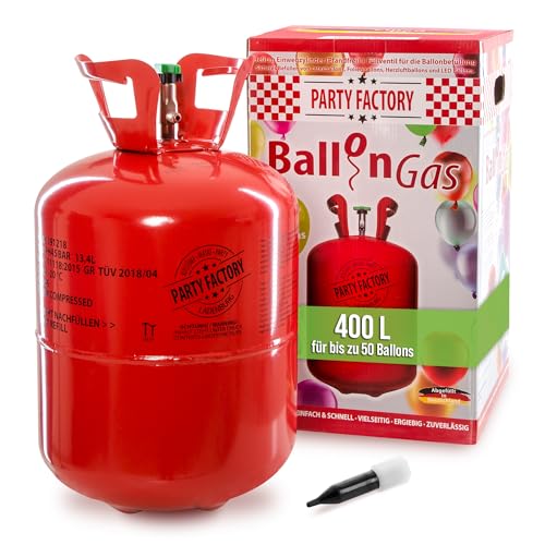 Helium Ballongas für 50 Ballons | Heliumflasche 400L Gasfüllung Folienballons Luftballons | Party Hochzeit (1 x Ballongas 50) von Party Factory