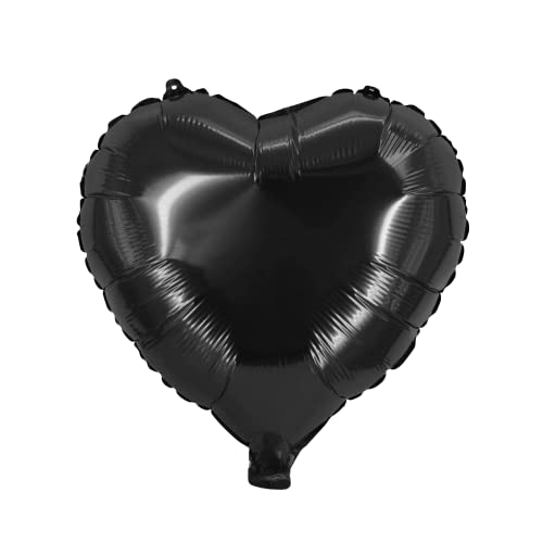 Party Factory Folienballon Herz, schwarz, Ø 45cm, Heliumballon, hochglänzender Luftballon für Muttertag, Hochzeit, JGA, Geburtstag von Party Factory