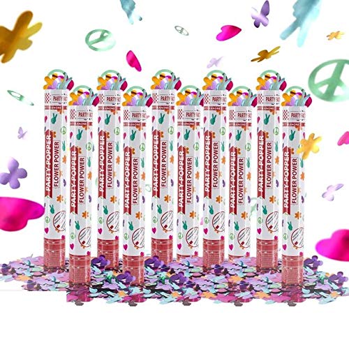 Party Factory 10 Party Popper, 40 cm, Flower Power, Konfettiregen für Hochzeit, Geburtstag oder Silvester von Party Factory