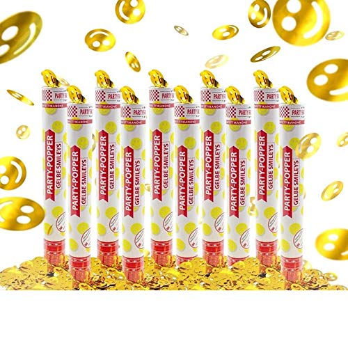 Party Factory 10 Party Popper, 40 cm, Smileys, Konfettiregen für Hochzeit, Geburtstag oder Silvester von Party Factory