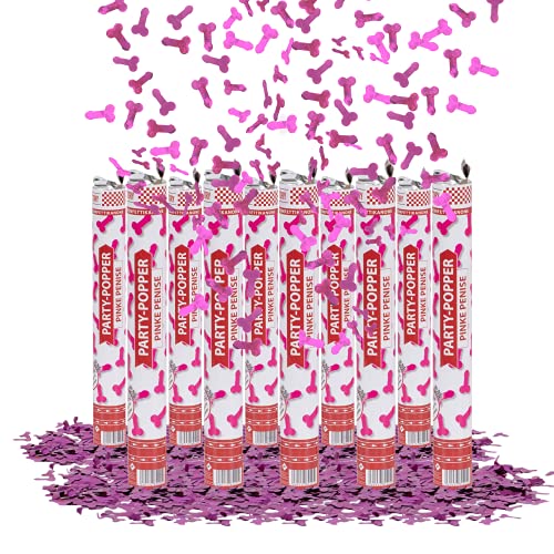 Party Factory 10er Set Party Popper, 40 cm, Pinke Penisse Konfetti, bis 8 m Effekthöhe, Konfettiregen für Hochzeit, Valentinstag oder Junggesellenabschied von Party Factory
