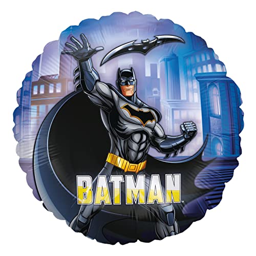 Party Factory `Batman Batarang´ Folienballon, rund, Ø45cm, schwarz, blau, Superheld, Gotham City, Heliumballon zum Geburtstag von Party Factory