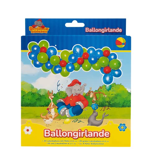 Party Factory `Benjamin Blümchen´ Ballongirlande aus 60 grünen, blauen und roten Latexballons, Ø25 und 12cm, inklusive 4m Ballonband Party Factory `Benjamin Blümchen´ Ballongirlande aus 60 grünen, blauen und roten Latexballons, Ø25 und 12cm, inklusive 4m Ballonband von Party Factory