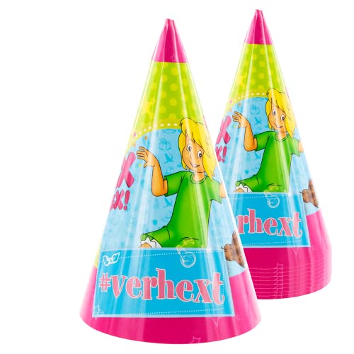 Party Factory `Bibi Blocksberg´ 10 Partyhütchen, ca. 10x16cm, bunt, Partyhüte aus Pappe für Kindergeburtstag oder Mottoparty von Party Factory
