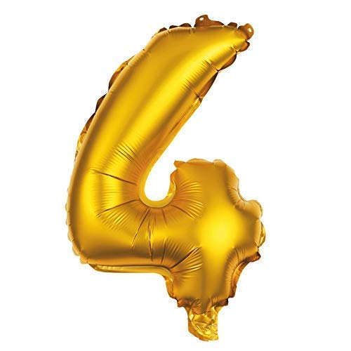 Party Factory Folienballon 80cm Gold Zahlenballon, Luftballon, Geburtstag, Zahl für Helium und Luftfüllung geeignet (Zahl: 4) von Party Factory