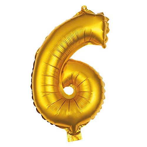Party Factory Folienballon 80cm Gold Zahlenballon, Luftballon, Geburtstag, Zahl für Helium und Luftfüllung geeignet (Zahl: 6) von Party Factory
