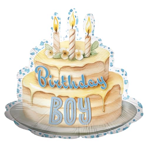 Party Factory Folienballon Geburtstag 70 cm, Torte Birthday Boy, Blau, Ballon Helium geeignet, Geburtstagsdeko, Luftballon für Kindergeburtstag und Party Party Factory Folienballon Geburtstag 70 cm, Torte Birthday Boy, Blau, Ballon Helium geeignet, Geburtstagsdeko, Luftballon für Kindergeburtstag und Party von Party Factory