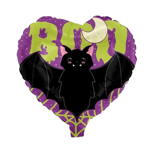 Party Factory Folienballon Halloween Fledermaus 45 cm, Herz, Lila Grün Schwarz, Ballon Helium geeignet, Gruseldeko, Luftballon für Halloweenparty und Mottoparty Party Factory Folienballon Halloween Fledermaus 45 cm, Herz, Lila Grün Schwarz, Ballon Helium geeignet, Gruseldeko, Luftballon für Halloweenparty und Mottoparty von Party Factory
