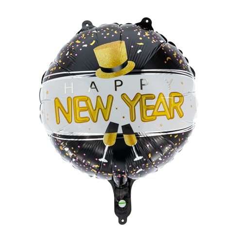 Party Factory Folienballon rund `Happy New Year´ Ø 45cm, Heliumballon, Luftballon für Geburtstag, Party, Mottoparty von Party Factory