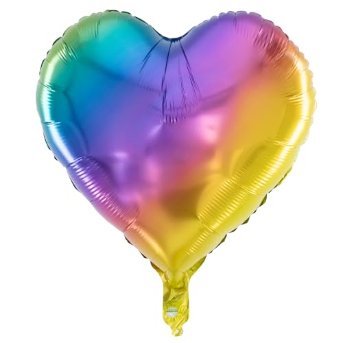 Party Factory Folienballon rund bunt`Herz´Ø 45cm, Heliumballon, Luftballon für Geburtstag, Party, Mottoparty von Party Factory